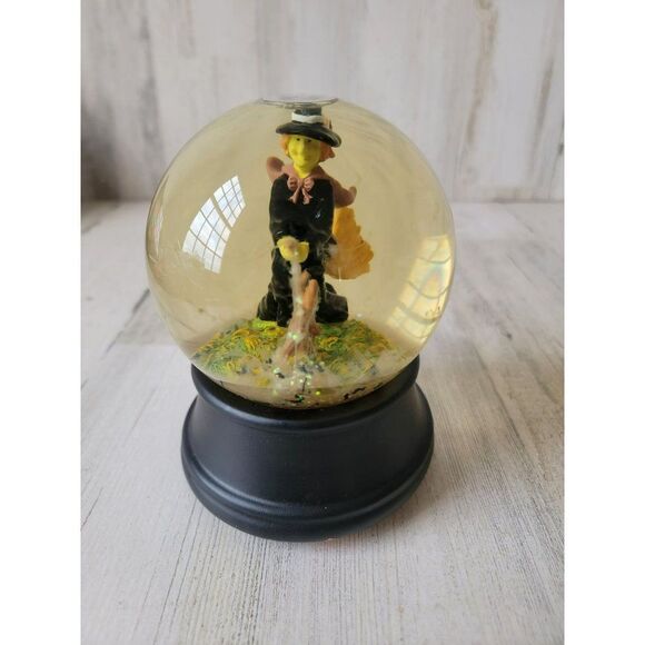 Halloween AS IS witch broom snow globe bat decor - Picture 1 of 7